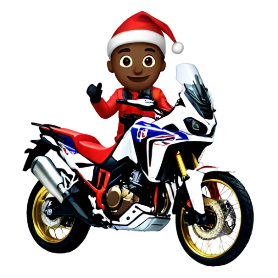 Young Man dressed for Christmas riding a Honda Africa Twin sticker