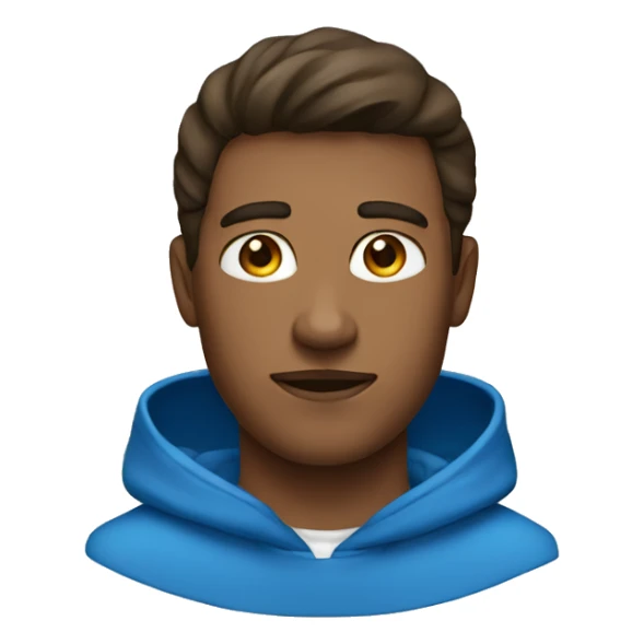 A man, blue eyes, hood, and sweatshirt. sticker