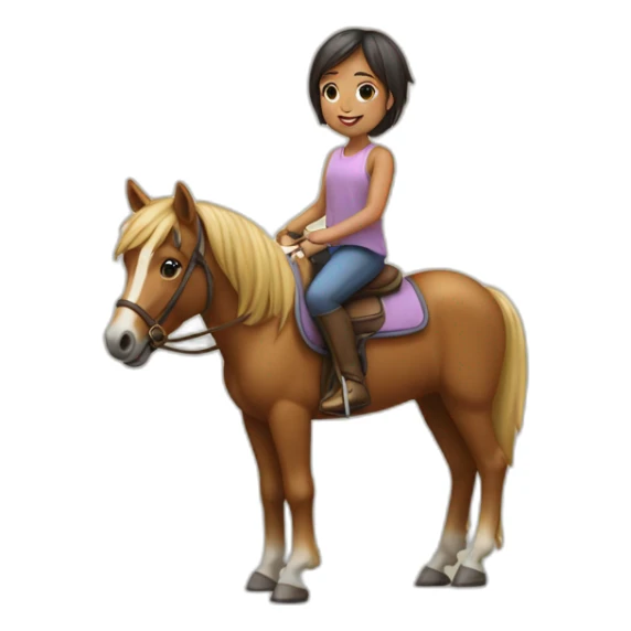 petite fille sur un poney sticker