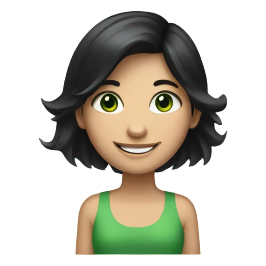 Smiling girl with Black hair and green eyes sticker