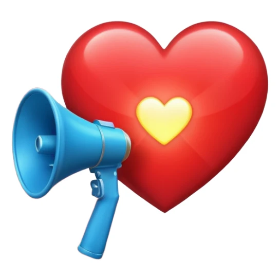 megaphone with a glowing heart coming out sticker