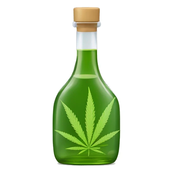 Frasco de aceite con gotero mas hoja de cannabis sticker