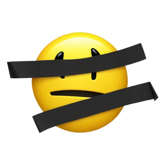 Yellow Smiley face with black tape over mouth sticker