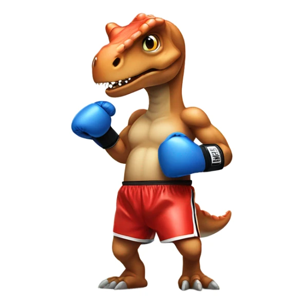 Dinosaur wearing boxing gloves and boxing shorts sticker