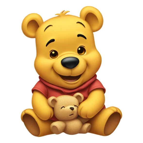 winnie the pooh holding his teddy bear sticker