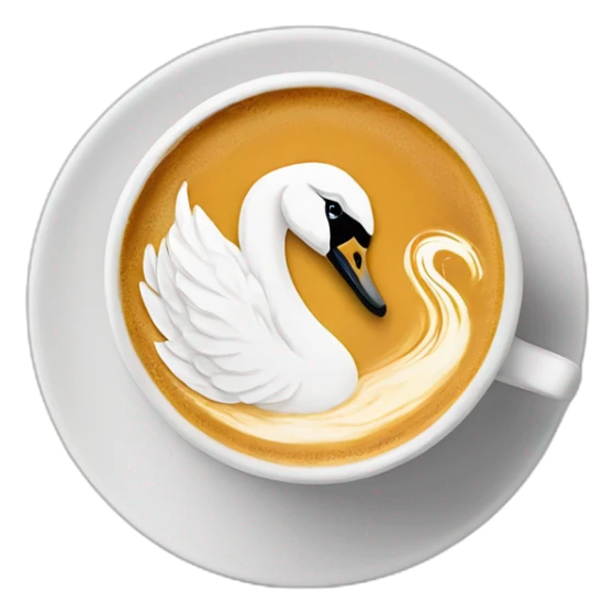 Flat white with latte art of a swan sticker