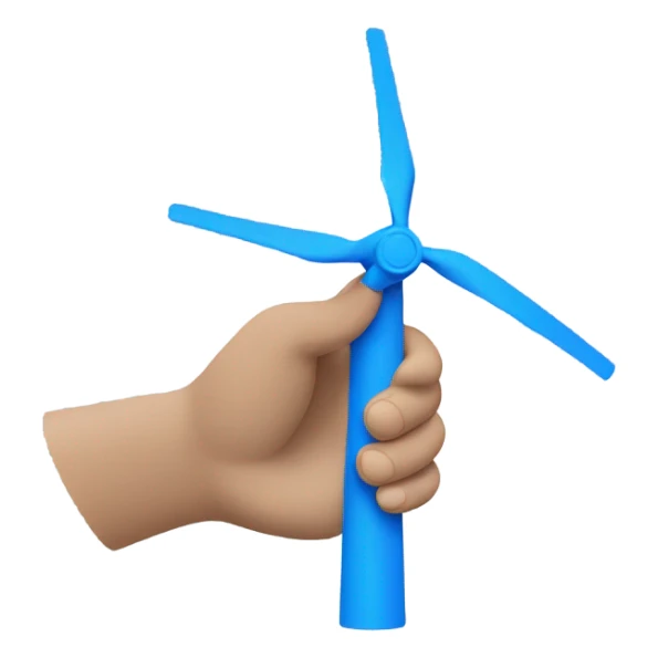 a small blue energy of wind in hand sticker