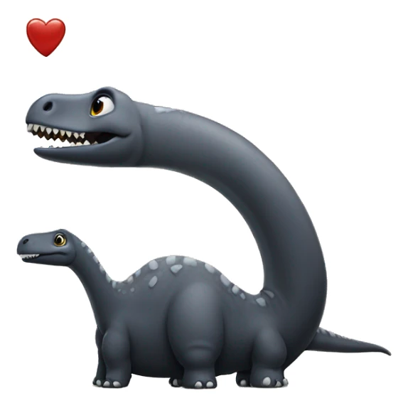 The dinosaur Diplodocus holds a large black heart in its paws  sticker
