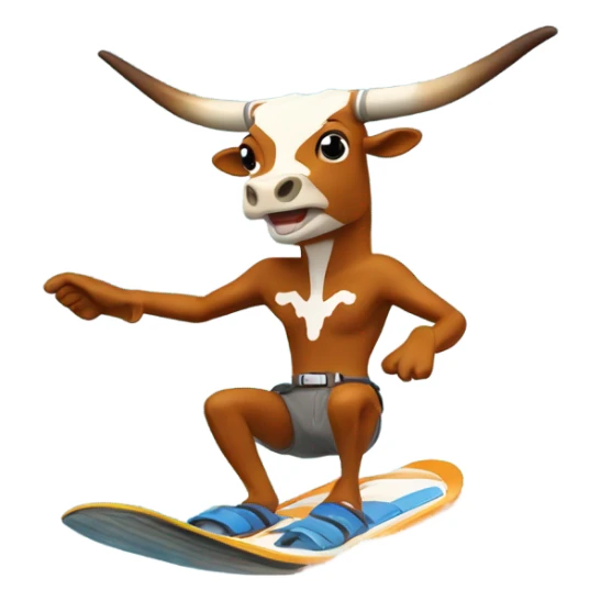 Texas Longhorn mascot on water skis jumping sticker