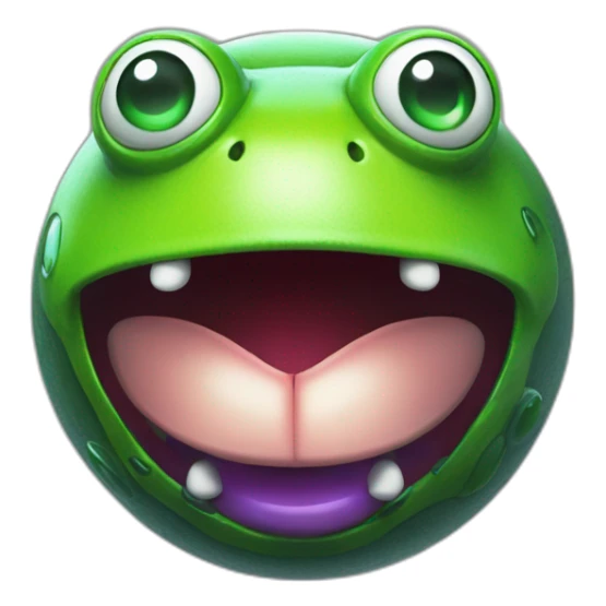 3d sphere with a cartoon frog jukebox Evoker skin texture with kind eyes sticker