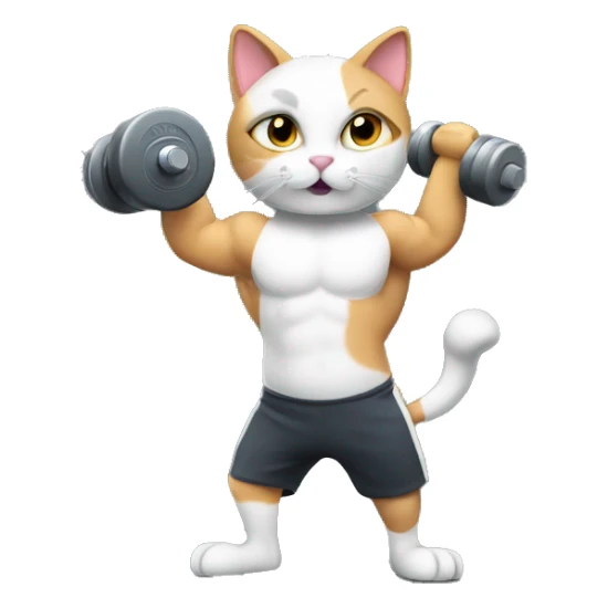 a fitness cat holding a dumbbell sticker
