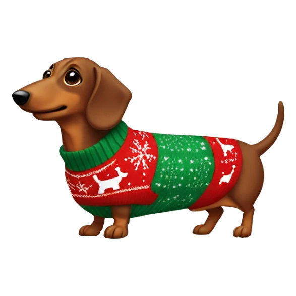 Sausage dog wearing Christmas jumper sticker