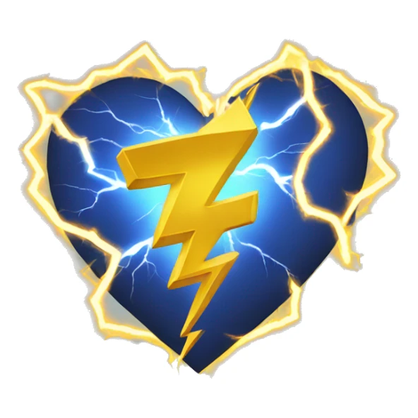 A heart wrapped in lightning sticker
