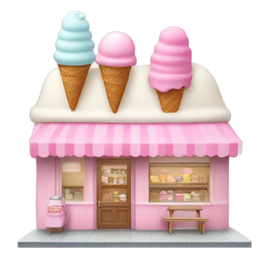 Pastel pink ice cream shop sticker