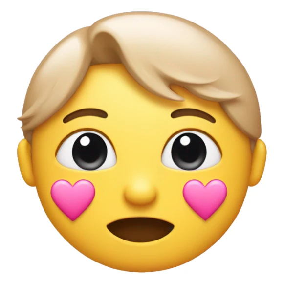 blushing emoji with pink hearts sticker