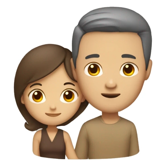 Asian white  Man brown hair hugging brown tan lady sticker