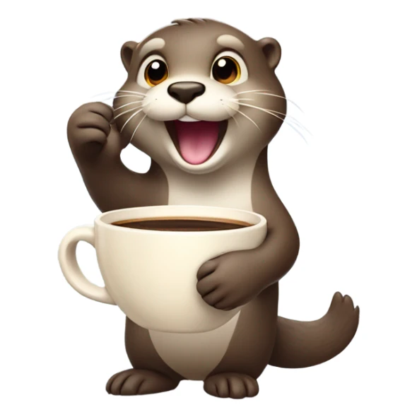 a cute otter waving coffee sticker