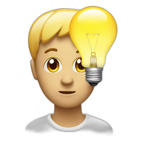 Pensive face with lightbulb on top of the head  sticker