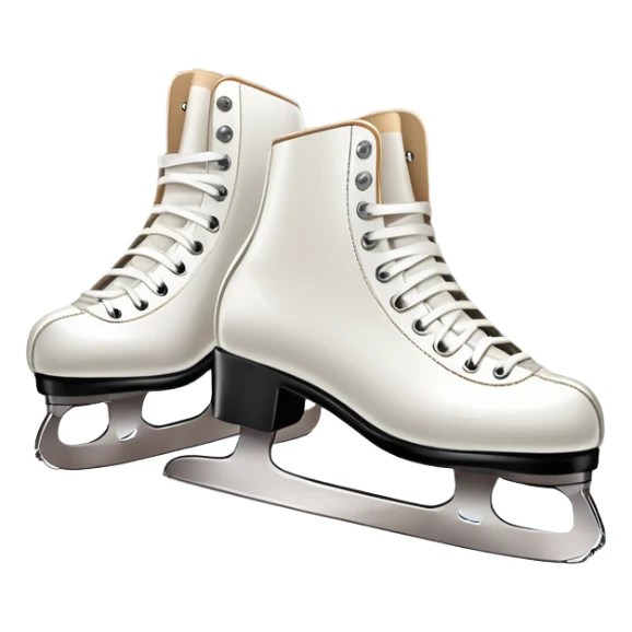 An icon featuring a pair of elegant figure skates resting on scratched, worn ice. In the background, cheering spectators fill the stands of a grand stadium, creating a vibrant atmosphere. Transparent background highlights the essence of figure skating performance sticker