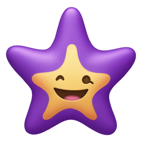 a starfish in purple shorts with a smiley face sticker