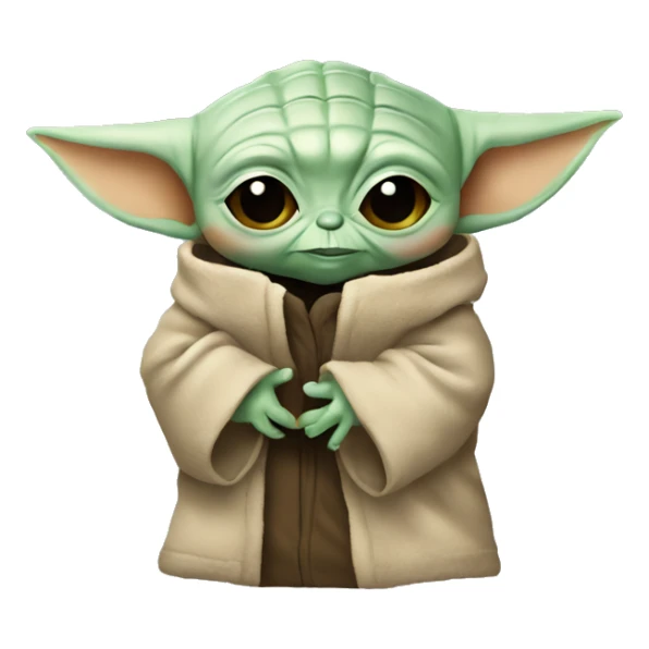 elinde para tutan baby yoda sticker
