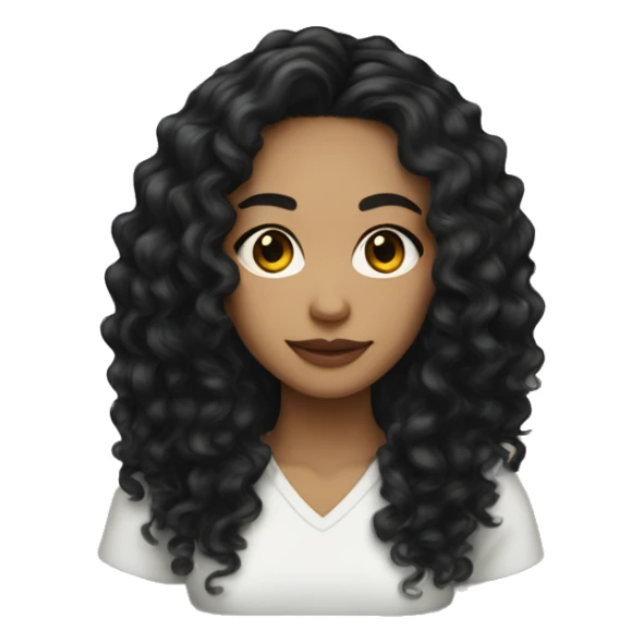 woman light skin long black curly hair with eyeliner sticker