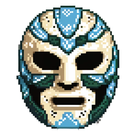 dark green, cream, and Carolina blue luchador mask sticker