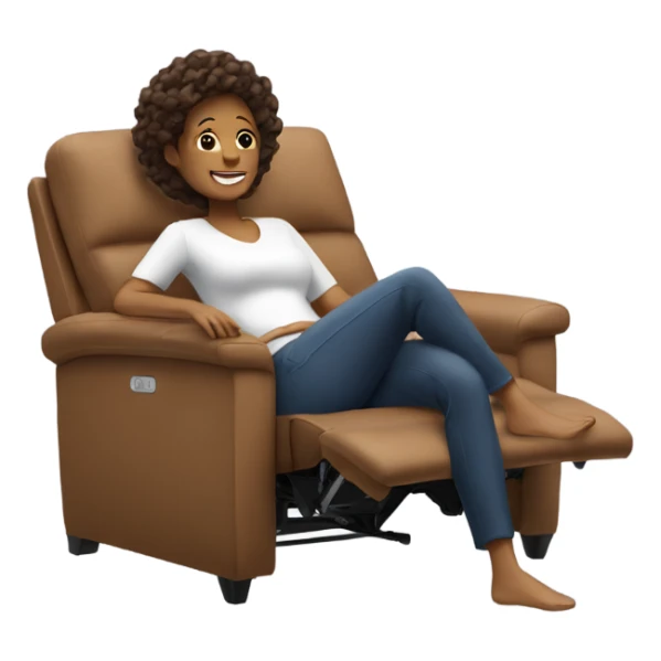 Mom relaxing on lazboy recliner sofa sticker
