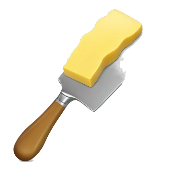 A curl of margarine on the tip of a butter knife sticker