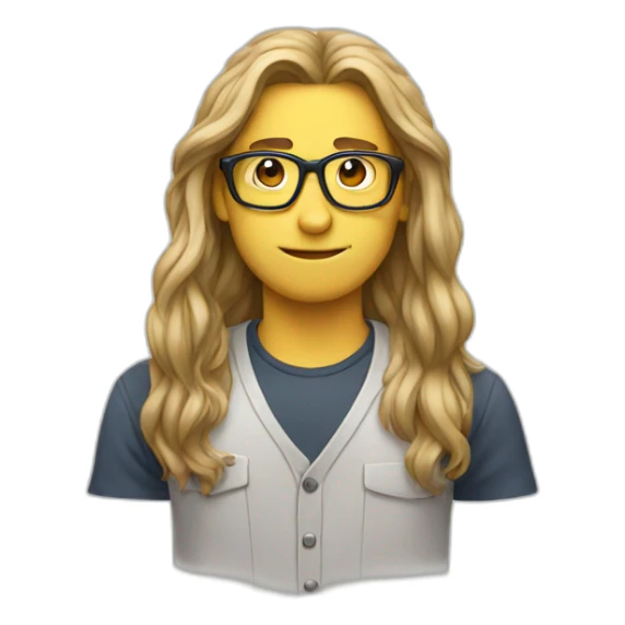 Nerd with long hair and glasses  sticker