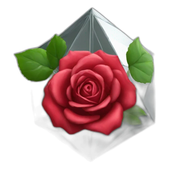 Digital red rose in the octahedron sticker