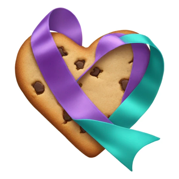 Cookie heart with teal purple support ribbon sticker