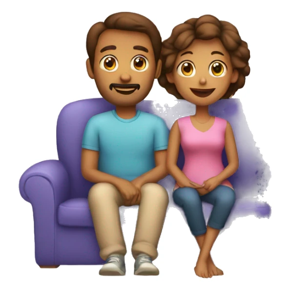 mom and dad and kid on couch sticker