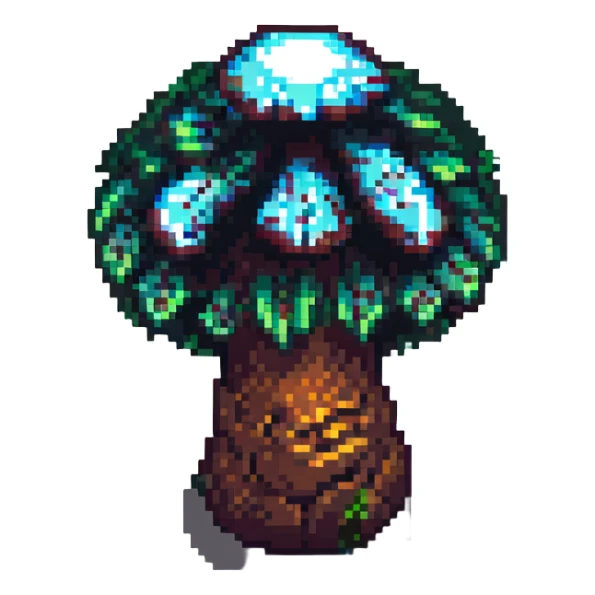 glowing mushroom, pixel art, fantasy forest sticker