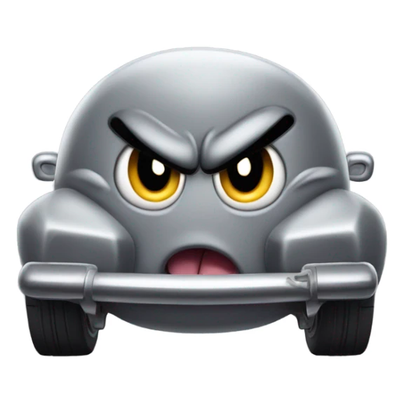 Metal cute mad Kirby bubble Gray ball driving on car wheels with mad eyebrows game sticker