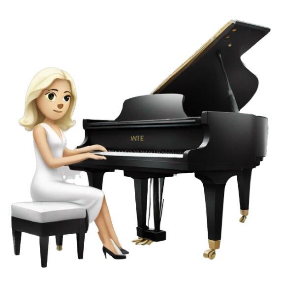 white lady in a classy dress playing the grand piano sticker