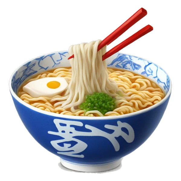 Ramen in blue-white japanese style bowl sticker