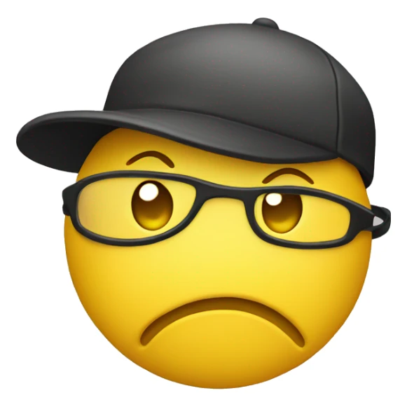 yellow emoji with a cap biting its lip sticker