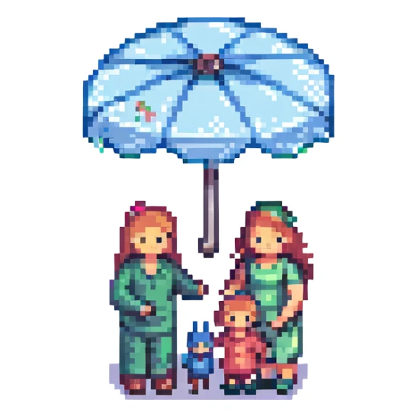 family under an umbrella representing life insurance sticker