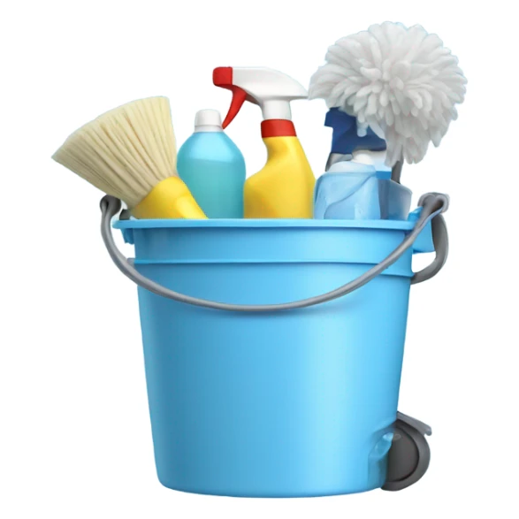 Cleaning supplies in a bucket light blue  sticker