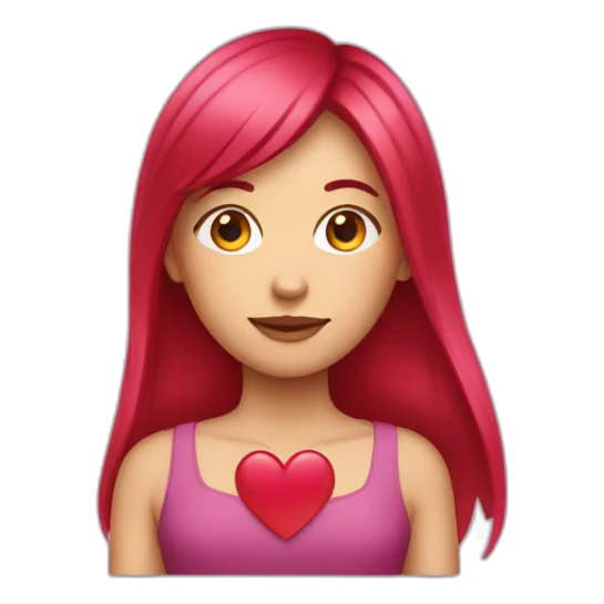 girl-long-straight-rosered-hair-holding-heart sticker
