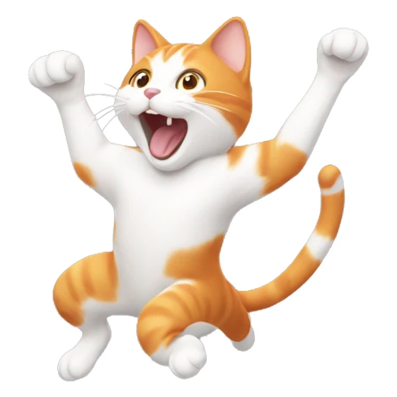 Orange and white cat jumping in the air sticker