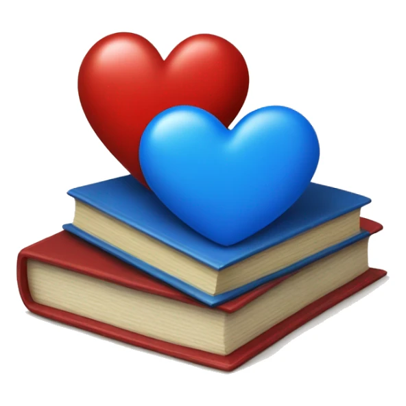 Red heart and blue book sticker