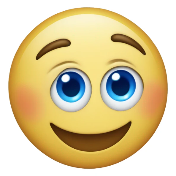 Smilinh face with blue heart shaped eyes sticker