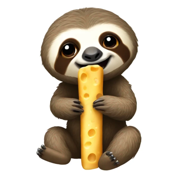 Baby sloth eating a cheese stick sticker