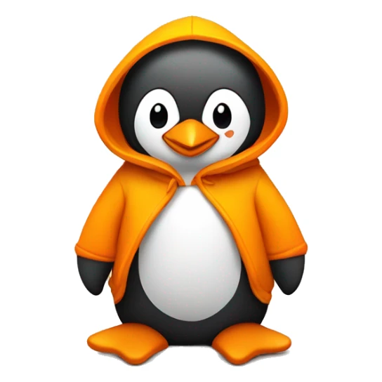 Little Cute Stylized Penguin with Hoodies Yellow Orange sticker