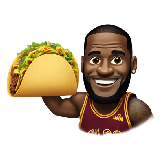 LeBron James holding a taco sticker