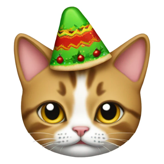 A cat wearing christmas shirt with a taco on head  sticker