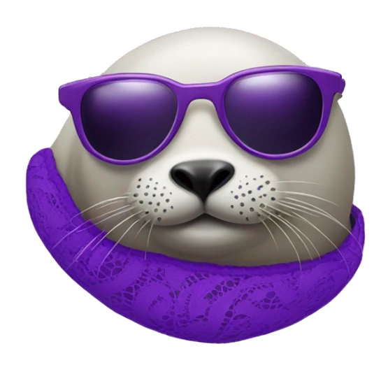 Seal lying on its side with a purple lace bra and sunglasses on  sticker