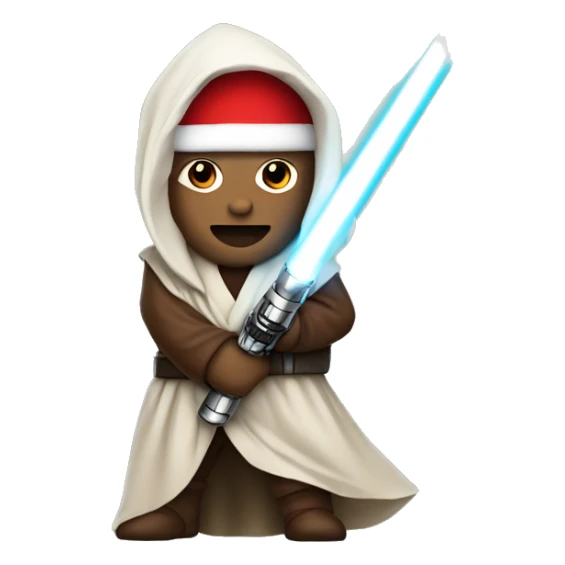 Star Wars Jedi with a light saber wearing a Santa hat sticker